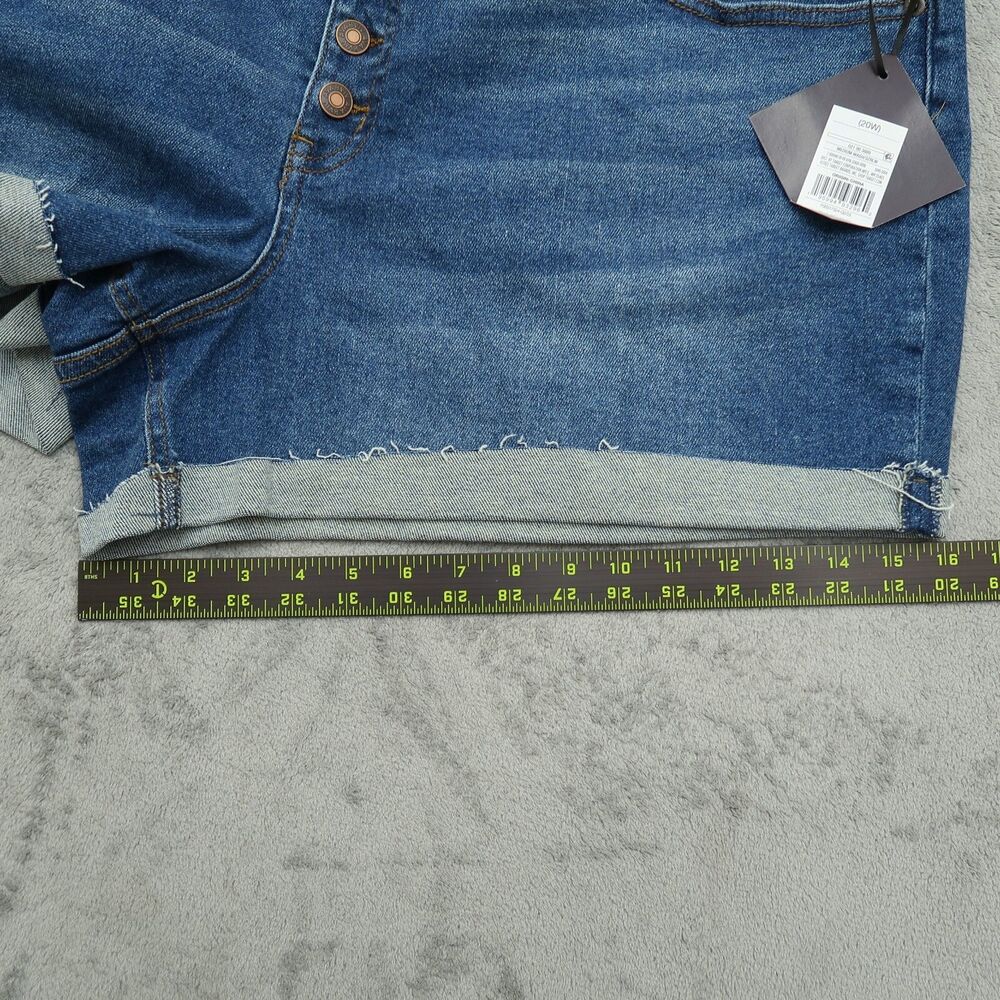 AVA VIV Denim Shorts Womens Size 20W Blue Mid-Rise Button Fly Stretch 4"-Inseam - Picture 7 of 13